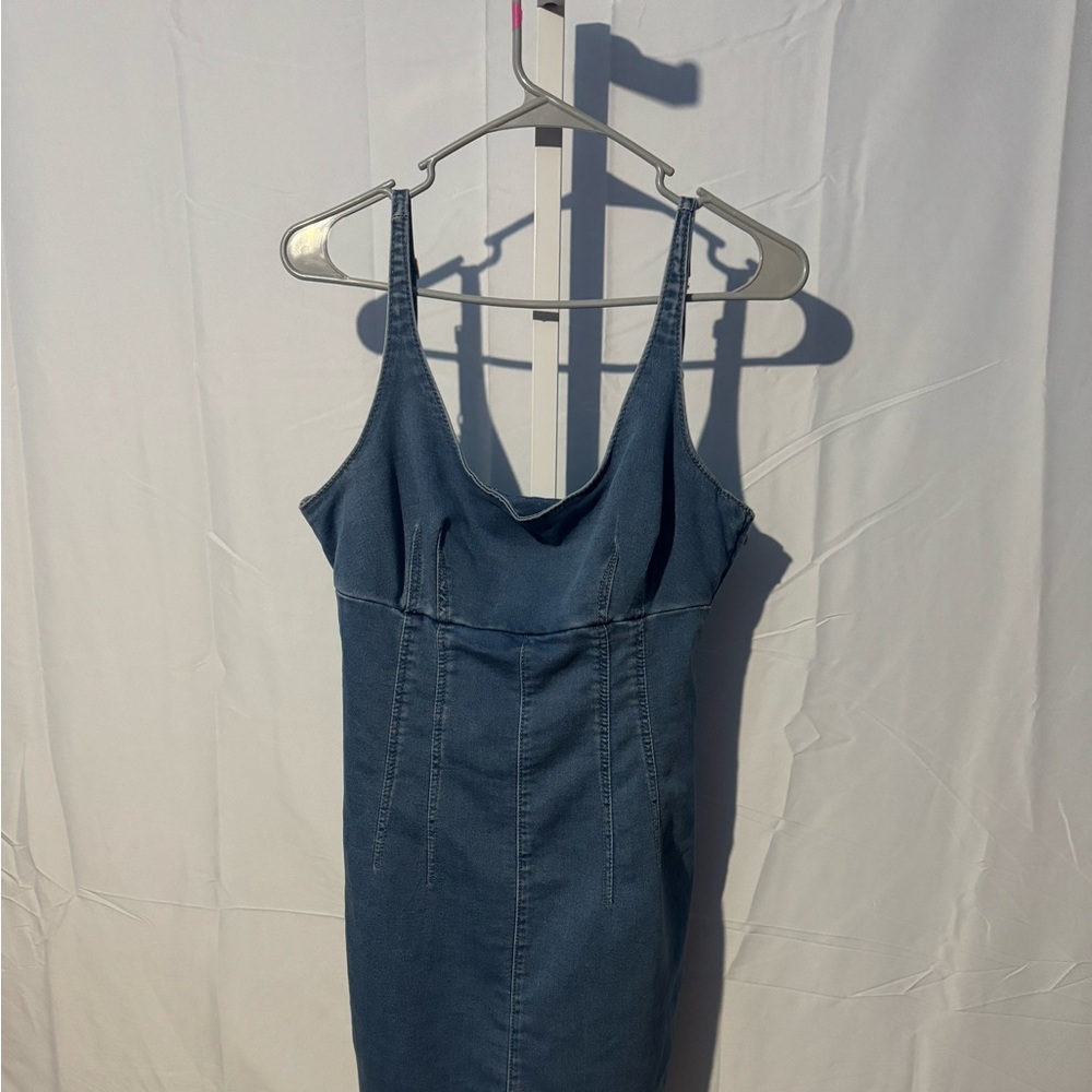 No Boundaries Light Blue Denim Adjustable Strap Dress Size M(8-10)